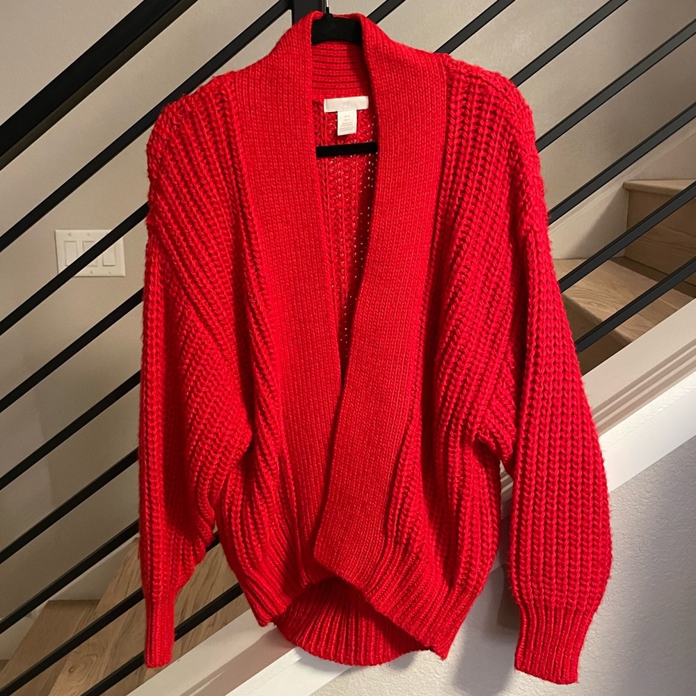 H&M Knitted Cardigan Sweater in Red size S